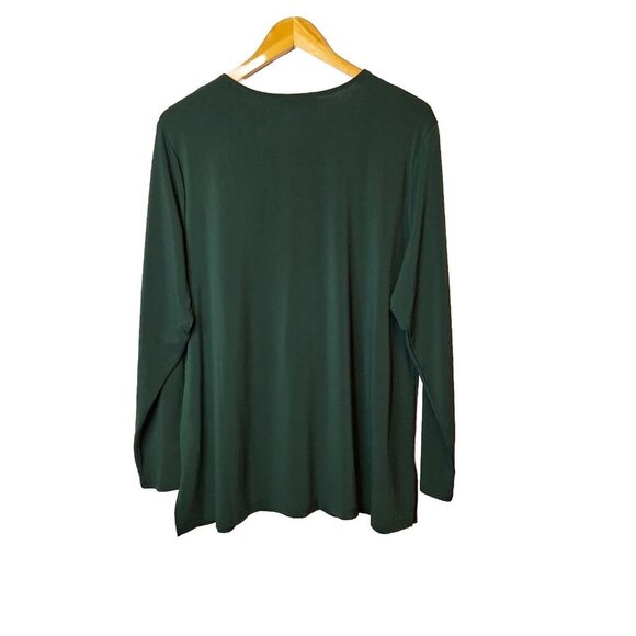 Premise Womens Tunic Top Size 1X Green Long Sleeve Studded‎ Zipper Front Stretch - Picture 2 of 13